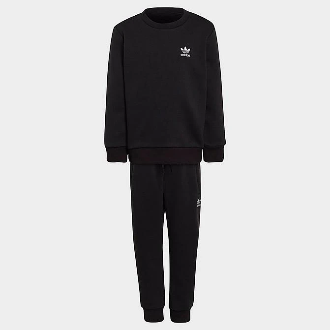 Little Kids' Adidas Originals Adicolor Crewneck Sweatshirt And Jogger Pants Set Black - HC9512 001 1 Little Kids' Adidas Originals Adicolor Crewneck Sweatshirt And Jogger Pants Set Black - HC9512 001