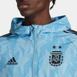 Men's Adidas Soccer Argentina Windbreaker Jacket Clear Blue/Light Blue - HF3942 478 -Sports Fashion HF3942 478 M5