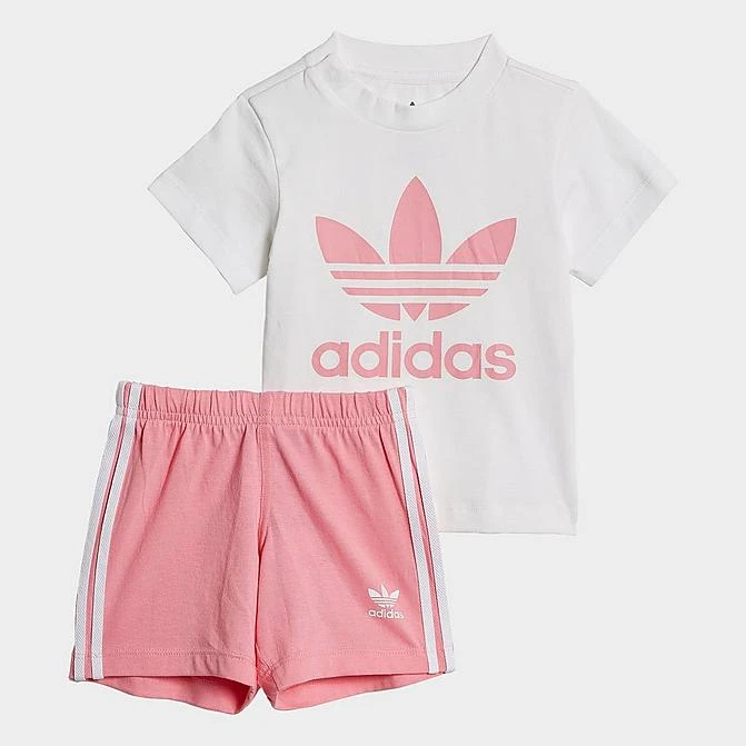 Infant And Kids' Toddler Adidas Originals Trefoil T-Shirt And Shorts Set White/Bliss Pink - HK7480 100 1 Infant And Kids' Toddler Adidas Originals Trefoil T-Shirt And Shorts Set White/Bliss Pink - HK7480 100