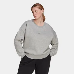 Women's Adidas ALL SZN Fleece Sweatshirt (Plus Size) Medium Grey Heather - HK9519 035