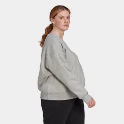 Women's Adidas ALL SZN Fleece Sweatshirt (Plus Size) Medium Grey Heather - HK9519 035 -Sports Fashion HK9519 035 M3