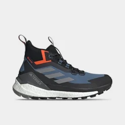 Men's Adidas Terrex Free Hiker 2 GORE-TEX Hiking Shoes Wonder Steel/Grey/Impact Orange - HQ8382 404