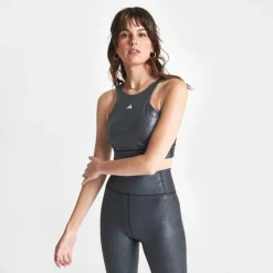 Women's Adidas Powerimpact Training Medium-Support Longline Bra Black/Carbon - HS2925 001 -Sports Fashion HS2925 001 M3