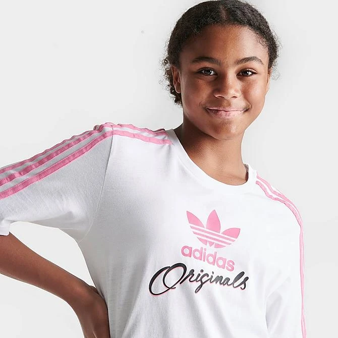 Girls' Adidas Originals Trefoil Script T-Shirt White/Pink/Black - IB3137 100 5 Girls' Adidas Originals Trefoil Script T-Shirt White/Pink/Black - IB3137 100 - Image 5