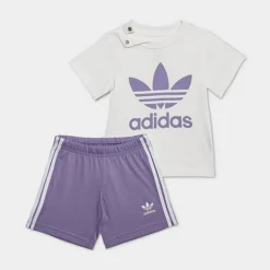 Infant Adidas Originals Trefoil T-Shirt And Shorts Set Magic Lilac - IB8641N 518