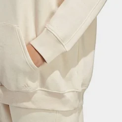 Women's Adidas ALL SZN Fleece Boyfriend Hoodie (Plus Size) Ecru Tint Melange - IC4554 107 -Sports Fashion IC4554 107 M4