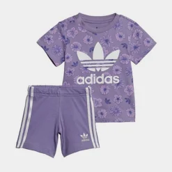 Girls' Infant And Toddler Adidas Originals Floral T-Shirt And Shorts Set Magic Lilac/Multicolor - IC8758 518