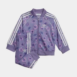 Infant And Kids' Toddler Adidas Originals Floral Superstar Tracksuit Set Magic Lilac/Multicolor - IC8783 518
