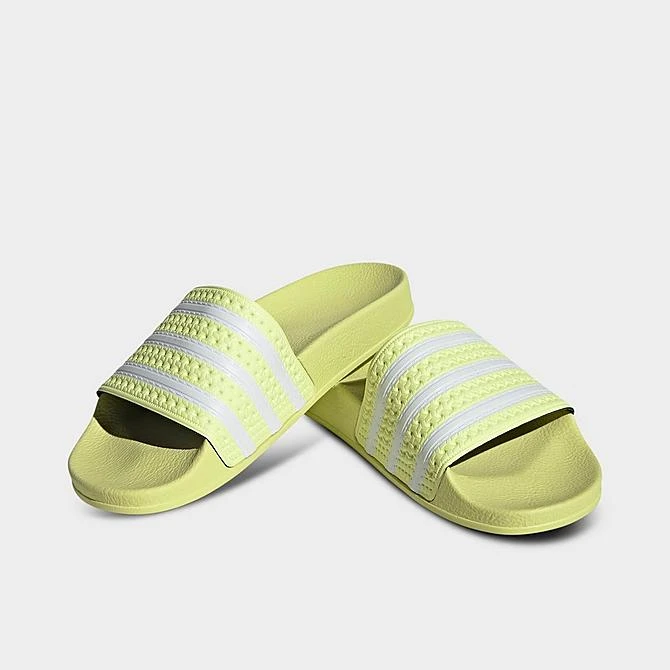 Women's Adidas Originals Adilette Slide Sandals Pulse Yellow/White/Pulse Yellow - IE9616 735 2 Women's Adidas Originals Adilette Slide Sandals Pulse Yellow/White/Pulse Yellow - IE9616 735 - Image 2
