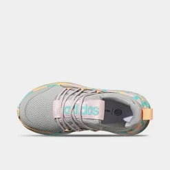 Little Kids' Adidas Lite Racer Adapt 5.0 Stretch Lace Casual Shoes Grey Two/Clear Pink/Flash Aqua - IG5400P 033 -Sports Fashion IG5400P 033 P5