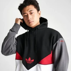 Men's Adidas Originals Adicolor Colorado Pullover Hoodie Black/Better Scarlet/Grey - IJ9466 001 -Sports Fashion IJ9466 001 M5