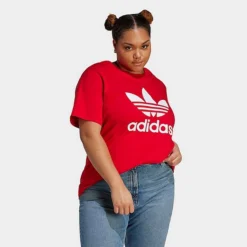 Women's Adidas Originals Adicolor Classics Trefoil T-Shirt (Plus Size) Better Scarlet - IK4042 610
