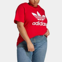 Women's Adidas Originals Adicolor Classics Trefoil T-Shirt (Plus Size) Better Scarlet - IK4042 610 -Sports Fashion IK4042 610 M6