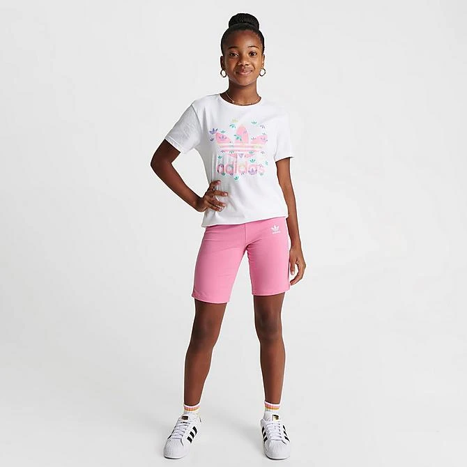 Girls' Adidas Originals 3-Stripes Trefoil Mid-Rise Bike Shorts Bliss Pink - IK7528 680 2 Girls' Adidas Originals 3-Stripes Trefoil Mid-Rise Bike Shorts Bliss Pink - IK7528 680 - Image 2