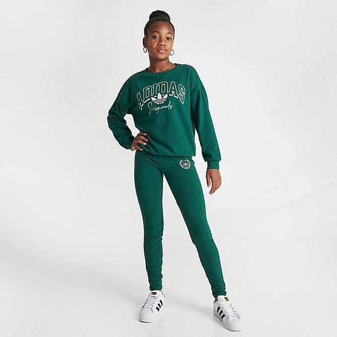 Girls' Adidas Originals Collegiate High-Waisted Leggings Collegiate Green - IL5038 305 2 Girls' Adidas Originals Collegiate High-Waisted Leggings Collegiate Green - IL5038 305 - Image 2