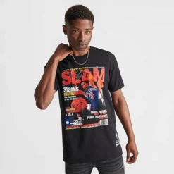 Men's Mitchell & Ness Slam Magazine John Starks Cover Graphic T-Shirt Black - KBLCKJSR NYK