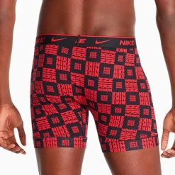 Men's Nike Stretch Cotton Boxer Briefs (3-Pack) Logo Checker/Red/Black - KE1167 643 -Sports Fashion KE1167 643 P4