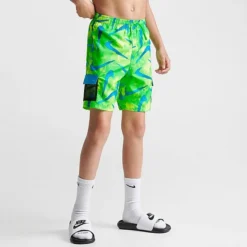 Boys' Nike Tie Dye Swoosh Cargo Swim Shorts Green/Blue - NESSD801 370 -Sports Fashion NESSD801 370 M3