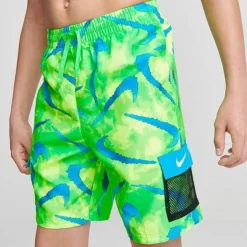 Boys' Nike Tie Dye Swoosh Cargo Swim Shorts Green/Blue - NESSD801 370 -Sports Fashion NESSD801 370 M5