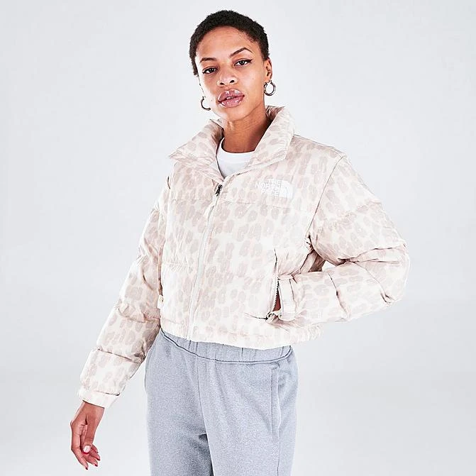 Women's The North Face Cropped Printed Nuptse Short Jacket Silver Grey Leopard Print - NF0A5IXT 2AN 1 Women's The North Face Cropped Printed Nuptse Short Jacket Silver Grey Leopard Print - NF0A5IXT 2AN