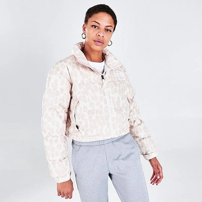 Women's The North Face Cropped Printed Nuptse Short Jacket Silver Grey Leopard Print - NF0A5IXT 2AN 3 Women's The North Face Cropped Printed Nuptse Short Jacket Silver Grey Leopard Print - NF0A5IXT 2AN - Image 3