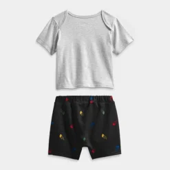 Infant The North Face Summer T-Shirt And Shorts Set TNF Light Grey Heather/TNF Blue Print - NF0A7ZZN 050 -Sports Fashion NF0A7ZZN 050 M3