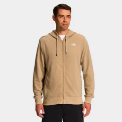 Men's The North Face Simple Logo Fleece Full Zip Hoodie Khaki Stone - NF0A81TV 260