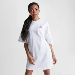 Women's The North Face Dome Logo T-Shirt Dress White/Pink - NF0A84ZQ 100 -Sports Fashion NF0A84ZQ 100 M4
