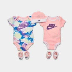 Infant Nike 5-Piece Bodysuit, Booties And Hat Tie-Dye Box Set Arctic Punch - NN0794 682