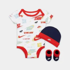 Infant Nike Active Joy 3-Piece Bodysuit Box Set White/Red/Navy - NN0903 001