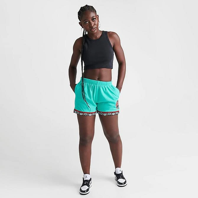 Women's Mitchell & Ness Vancouver Grizzlies 1995-96 Swingman Shorts Teal Blue - REL18067 BLU 2 Women's Mitchell & Ness Vancouver Grizzlies 1995-96 Swingman Shorts Teal Blue - REL18067 BLU - Image 2