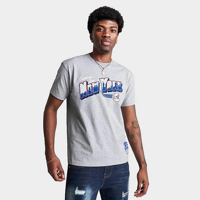 Men's Mitchell & Ness New York Yankees MLB Greetings Graphic T-Shirt Grey - RTP22060 063 1 Men's Mitchell & Ness New York Yankees MLB Greetings Graphic T-Shirt Grey - RTP22060 063