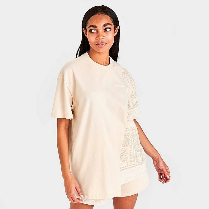 Women's Supply & Demand Paisley Patch Split T-Shirt Beige - SUW16384 250 1 Women's Supply & Demand Paisley Patch Split T-Shirt Beige - SUW16384 250