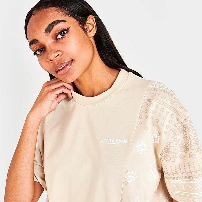 Women's Supply & Demand Paisley Patch Split T-Shirt Beige - SUW16384 250 5 Women's Supply & Demand Paisley Patch Split T-Shirt Beige - SUW16384 250 - Image 5