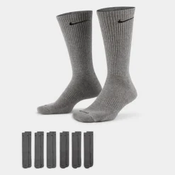 Nike Everyday Plus Cushioned Crew Training Socks (6-Pack) Carbon Heather Grey - SX6897 065