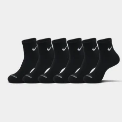 Nike Everyday Plus Cushioned 6-Pack Quarter Training Socks Black/White - SX6899 010