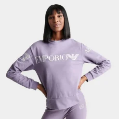 Women's Emporio Armani EA7 Crewneck Sweatshirt Purple - TJQMZ134 982