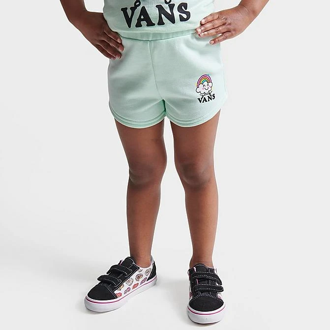 Girls' Toddler And Little Kids' Vans Rainbow Rider Shorts Clearly Aqua - VN000749 420 1 Girls' Toddler And Little Kids' Vans Rainbow Rider Shorts Clearly Aqua - VN000749 420