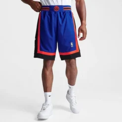 Men's Mitchell & Ness New York Knicks NBA 1996-97 Away Basketball Shorts Royal Blue/Black/Orange - YKROYA96 410