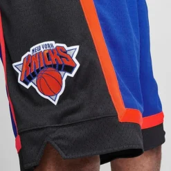 Men's Mitchell & Ness New York Knicks NBA 1996-97 Away Basketball Shorts Royal Blue/Black/Orange - YKROYA96 410 -Sports Fashion YKROYA96 410 M5