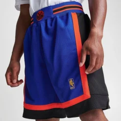 Men's Mitchell & Ness New York Knicks NBA 1996-97 Away Basketball Shorts Royal Blue/Black/Orange - YKROYA96 410 -Sports Fashion YKROYA96 410 M6