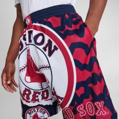 Men's Mitchell & Ness Boston Red Sox MLB Jumbotron 2.0 All-Over Print Shorts Navy/Red - YPPPNYRD 400 -Sports Fashion YPPPNYRD 400 M5
